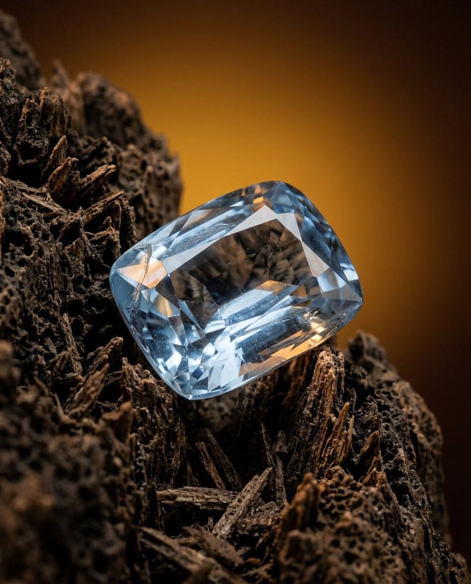 4.88ct Brazilian Blue Aquamarine Cushion Gemstone from SkyJems, Unheated Beryl with Vibrant Color and Precision Cut