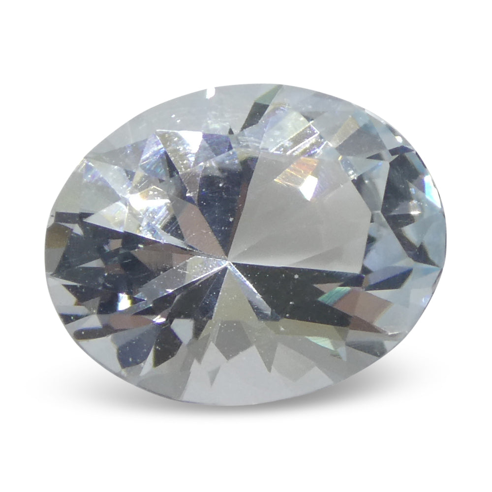 2 carat oval blue Brazilian aquamarine, unheated natural gemstone from SkyJems premium colored gem collection