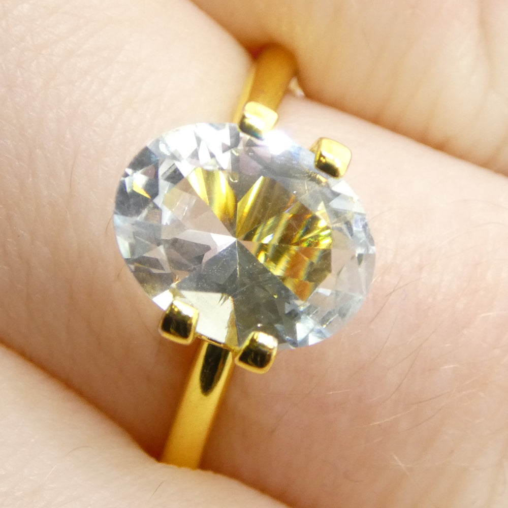 SkyJems 1.69ct Oval Blue Aquamarine from Brazil, unheated natural gemstone with brilliant cut and soft azure hue