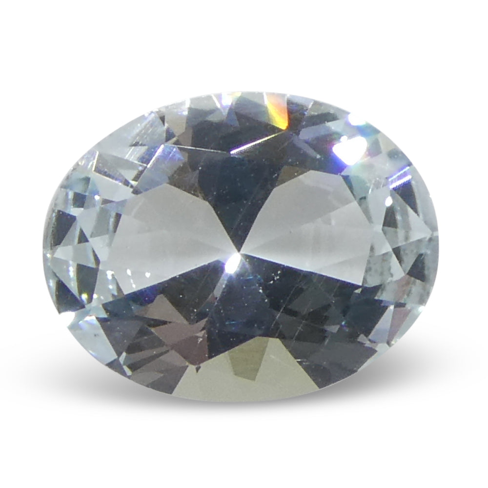 SkyJems 1.69ct Oval Blue Aquamarine from Brazil - Unheated Natural Beryl Gemstone, Brilliant Cut