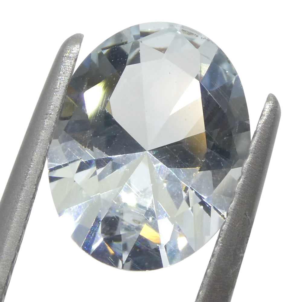 SkyJems 1.69ct Oval Blue Aquamarine from Brazil, unheated natural gemstone with brilliant cut and light blue color