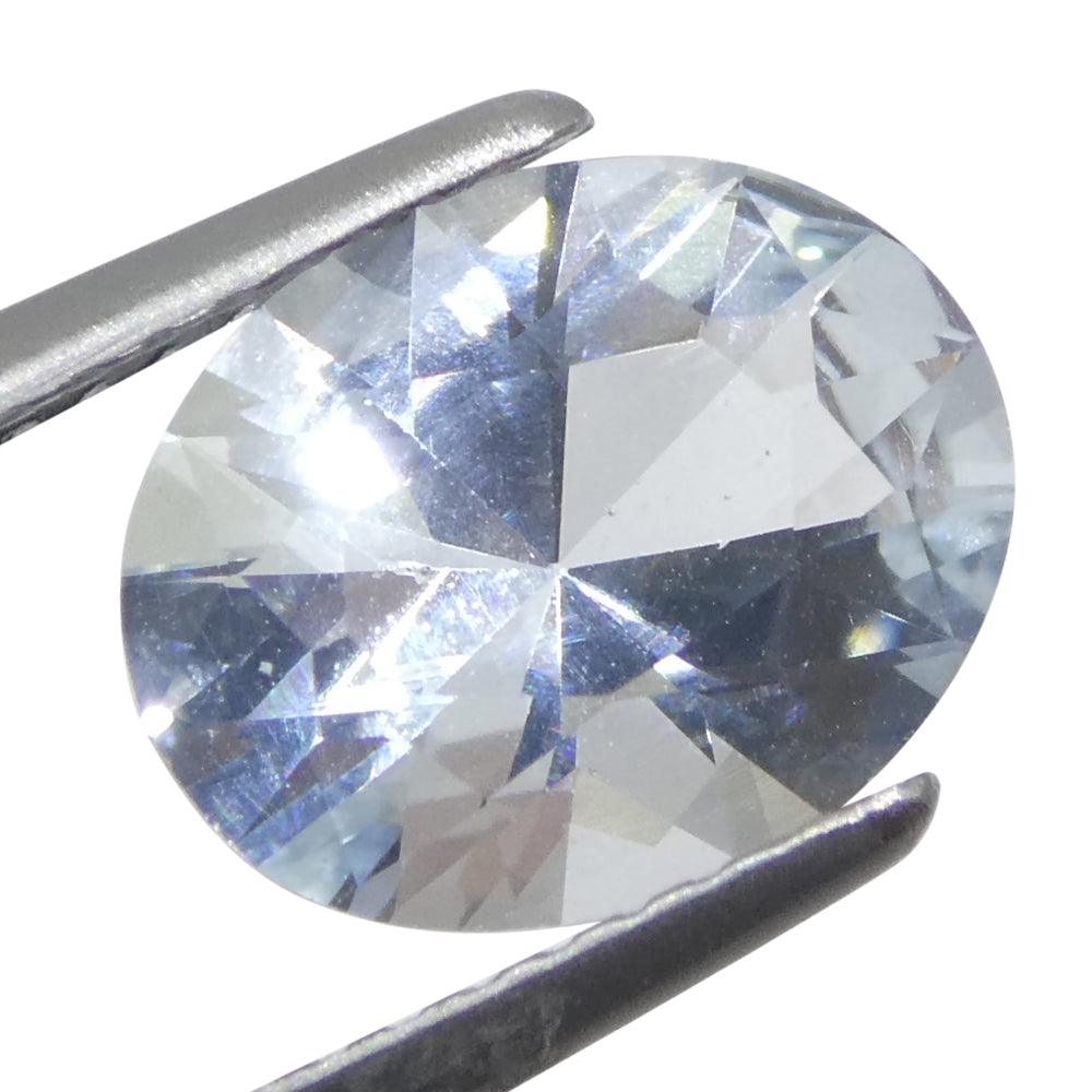 SkyJems 1.73ct Oval Blue Aquamarine from Brazil, unheated natural gemstone with brilliant cut and soft azure hue