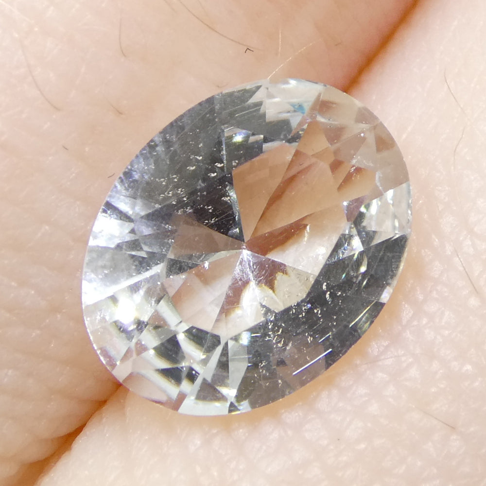 SkyJems 1.69ct Oval Blue Aquamarine from Brazil - Unheated Natural Beryl Gemstone in Brilliant Cut