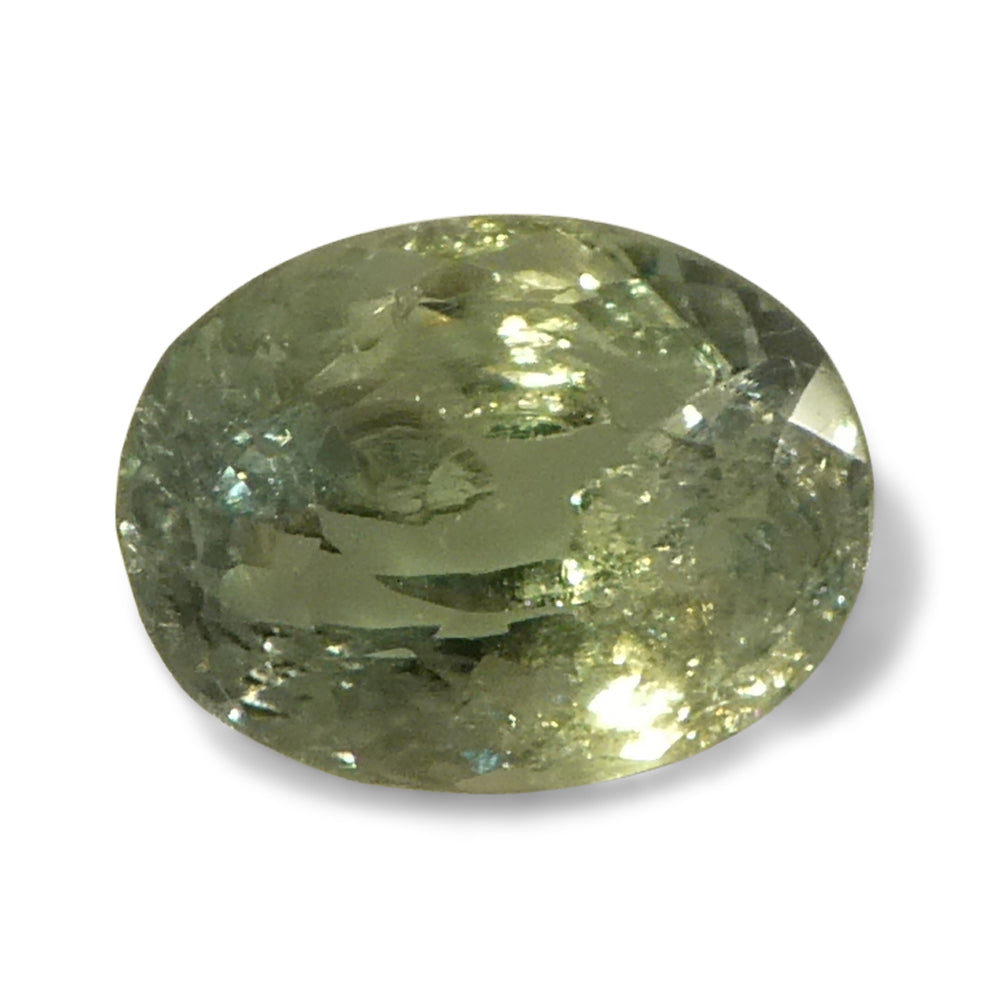0.96ct Oval Yellowish Green to Greenish Yellow Alexandrite from Brazil, Unheated - Skyjems Wholesale Gemstones
