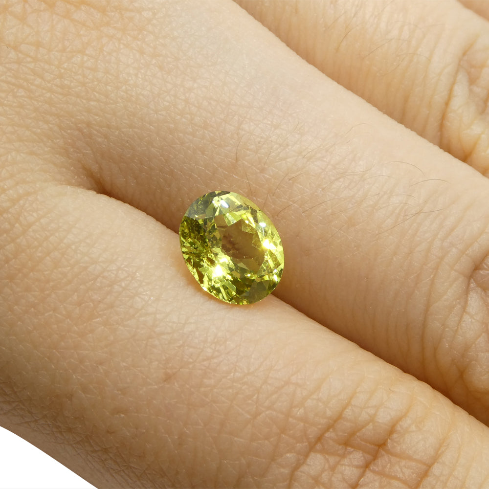 2.02ct Oval Green-Yellow Brazilian Chrysoberyl from SkyJems, natural unheated gemstone with vibrant color transition
