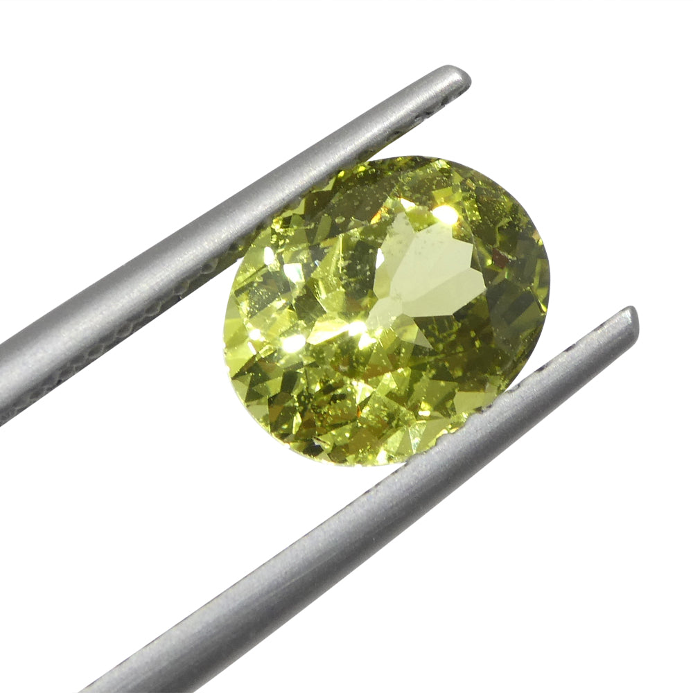 2.02ct Natural Green-Yellow Brazilian Chrysoberyl Oval Gemstone from SkyJems Canadian Gem Specialists