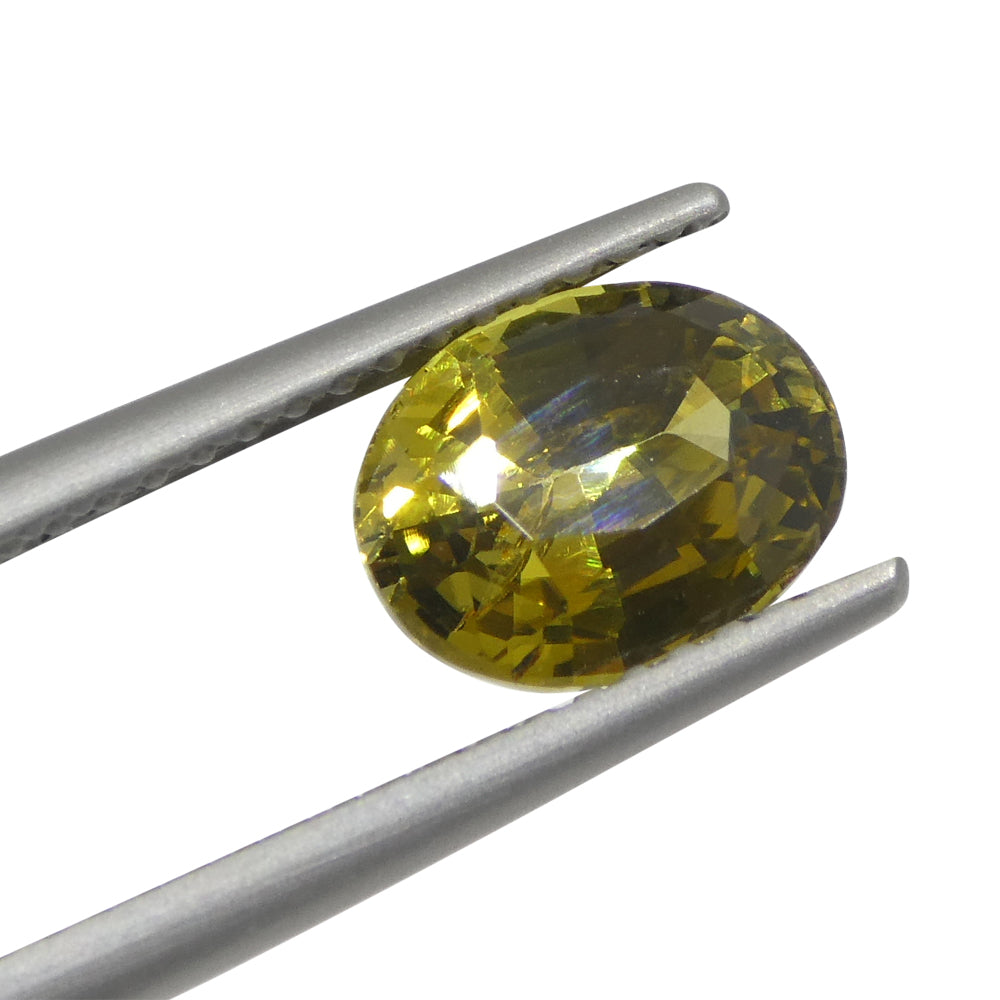 1.91ct Natural Yellow Chrysoberyl Oval Gemstone from Brazil, Unheated Premium Quality by SkyJems
