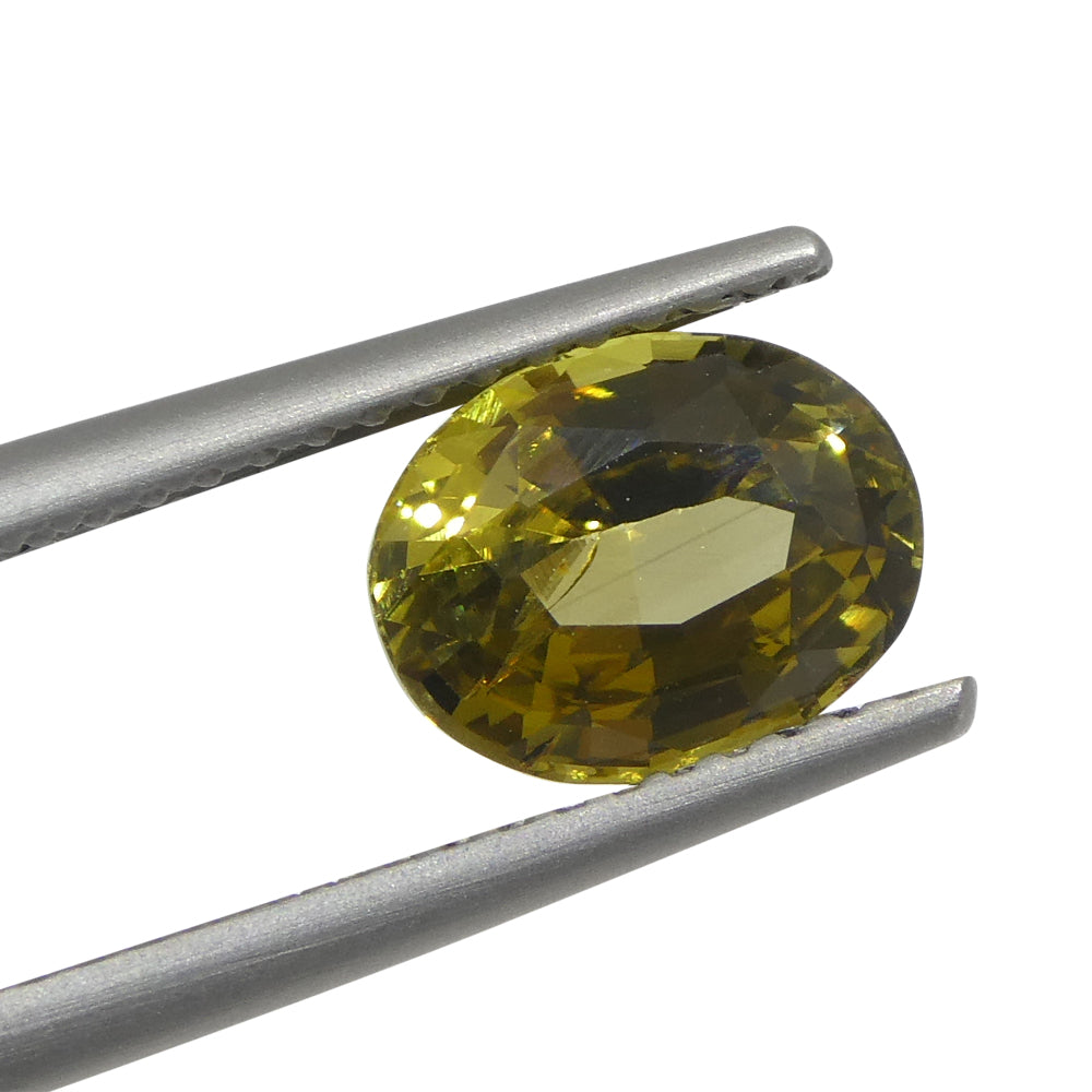 1.91ct Natural Yellow Chrysoberyl Oval Gemstone from Brazil, Unheated Premium Quality by SkyJems