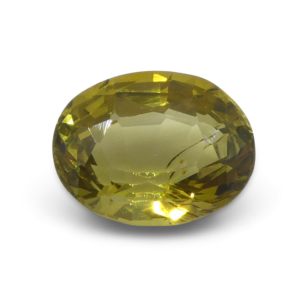 1.91ct Natural Yellow Chrysoberyl Oval Gemstone from Brazil, Unheated Premium Gem by SkyJems