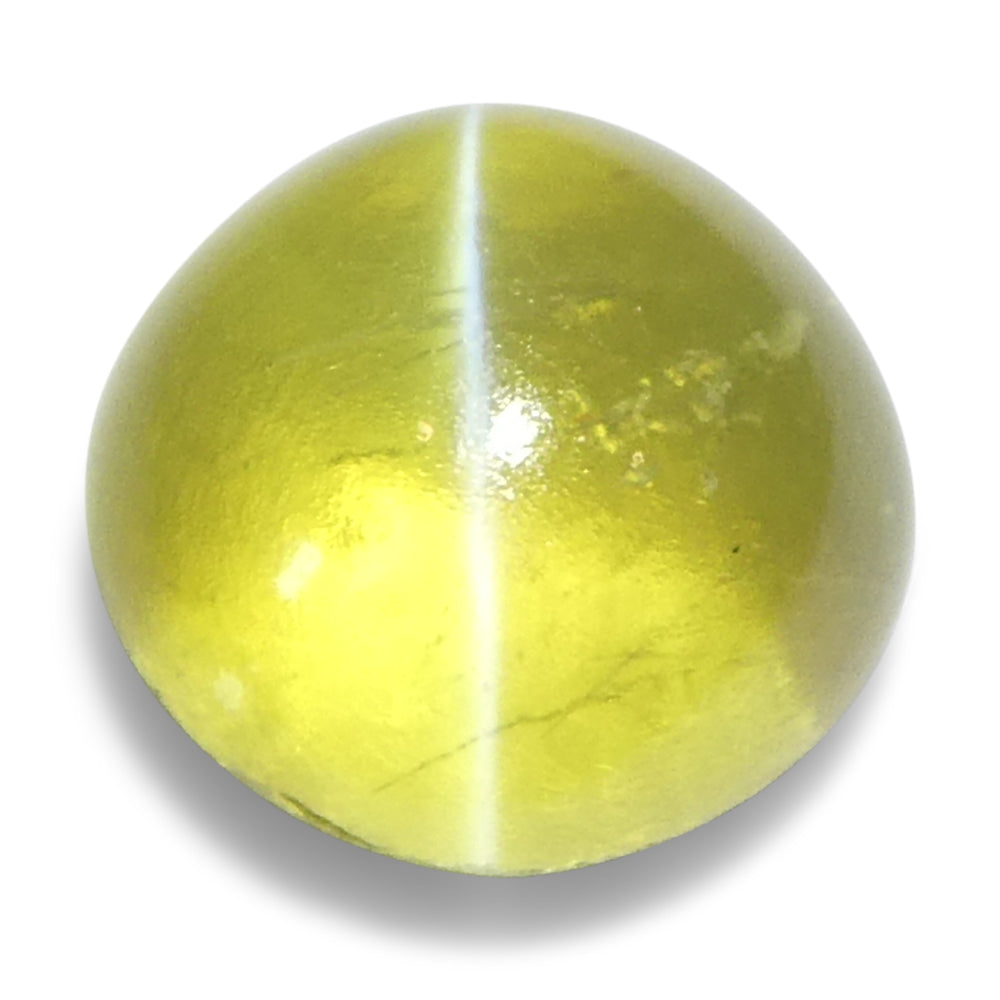Cats Eye Chrysoberyl 3.06 cts 7.66 x 7.42 x 5.92 mm Round Cabochon Very Slightly Greenish-Yellow $2470