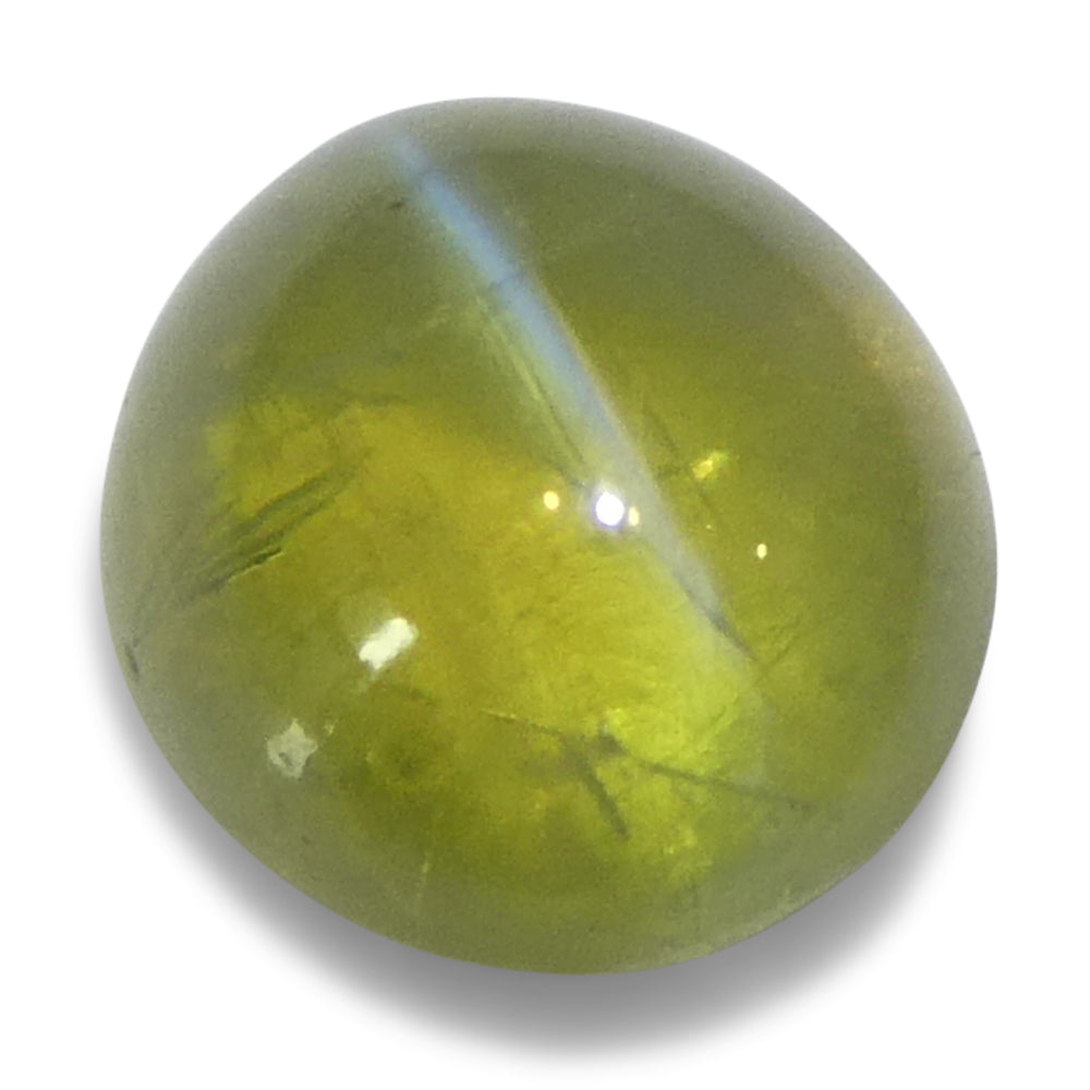 Cats Eye Chrysoberyl 1.06 cts 5.76 x 5.17 x 3.82 mm Oval Cabochon Slightly Greenish Yellow $430