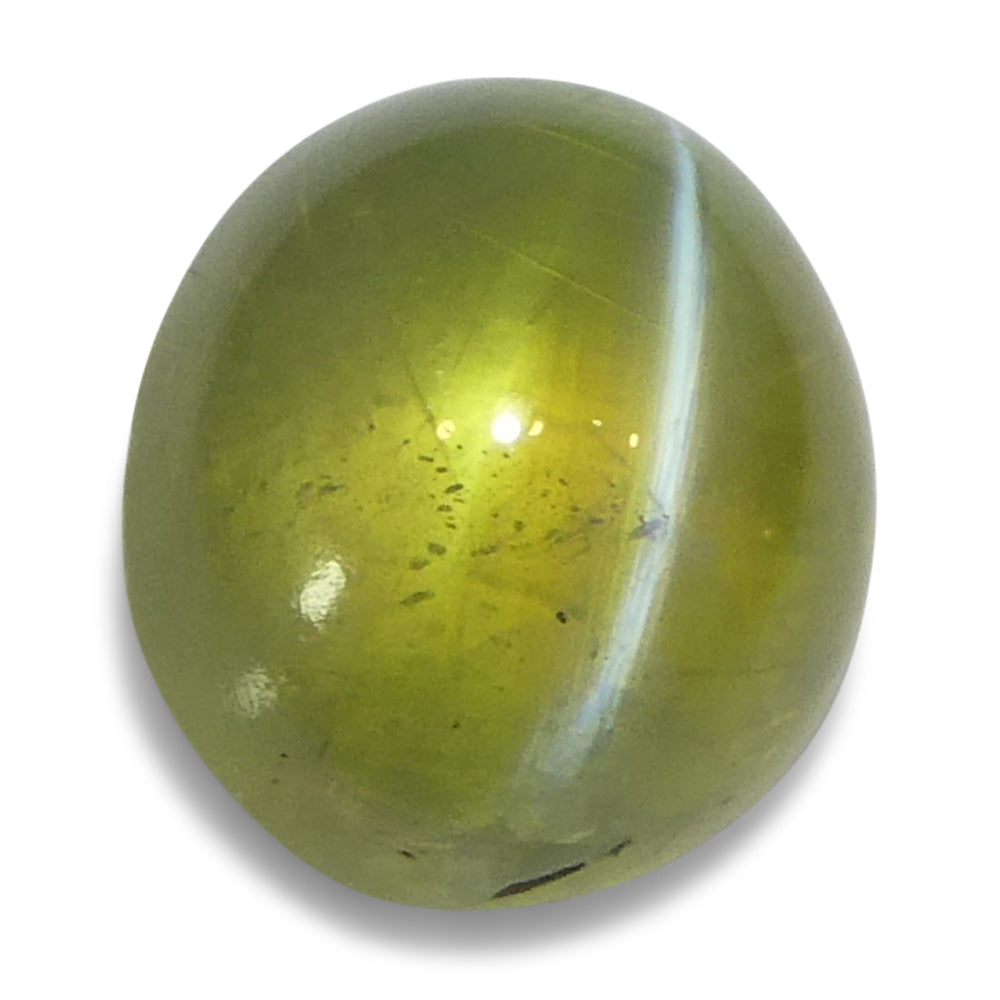 1.06ct Oval Cabochon Greenish Yellow Cats Eye Chrysoberyl - Skyjems Wholesale Gemstones