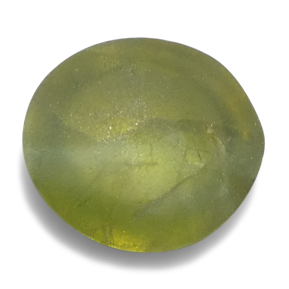 1.06ct Oval Cabochon Greenish Yellow Cats Eye Chrysoberyl - Skyjems Wholesale Gemstones
