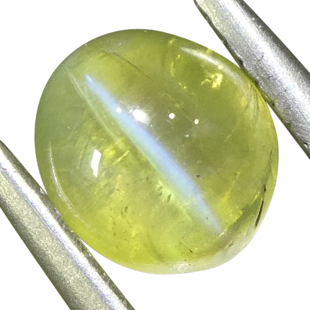 1.06ct Oval Cabochon Greenish Yellow Cats Eye Chrysoberyl - Skyjems Wholesale Gemstones