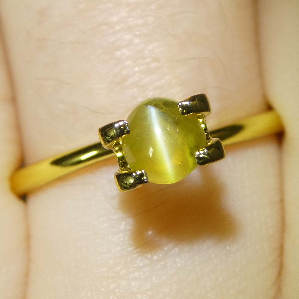 1.05ct Oval Cabochon Greenish Yellow Cats Eye Chrysoberyl - Skyjems Wholesale Gemstones