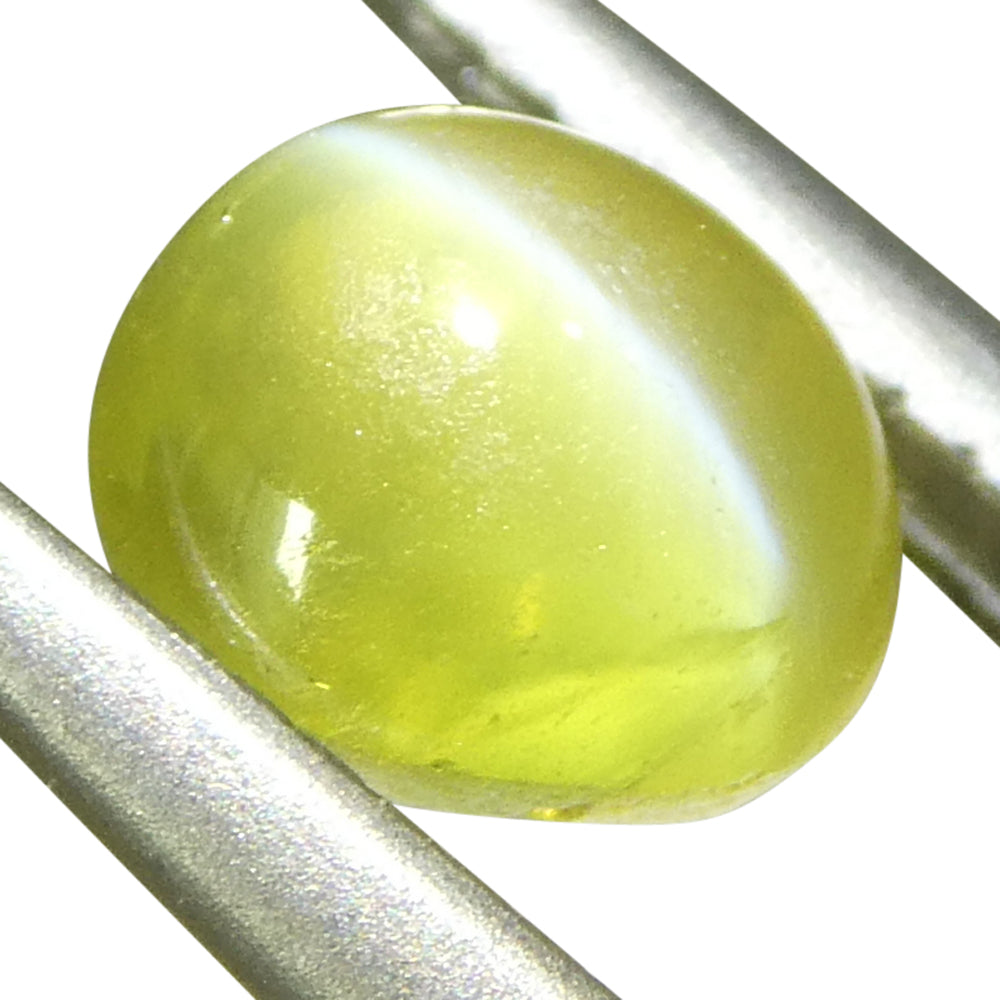 1.05ct Oval Cabochon Greenish Yellow Cats Eye Chrysoberyl - Skyjems Wholesale Gemstones
