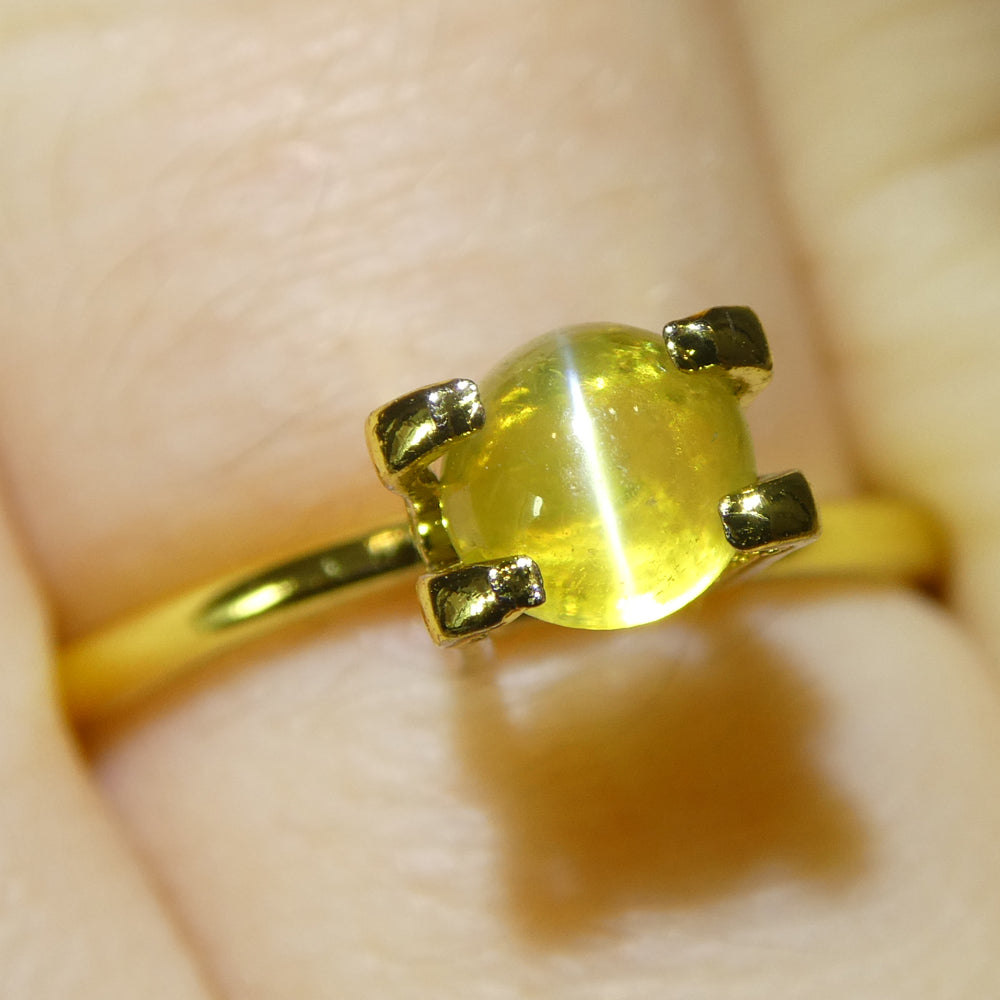 1.02ct Round Cabochon Greenish Yellow Cats Eye Chrysoberyl - Skyjems Wholesale Gemstones