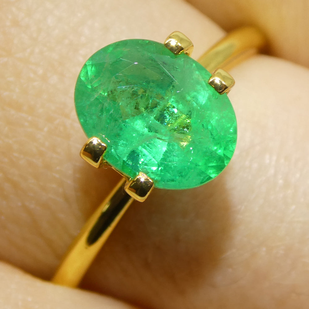 1.65ct Oval Green Zambian Emerald from SkyJems, premium medium-strong brilliant beryl gemstone in classic oval cut