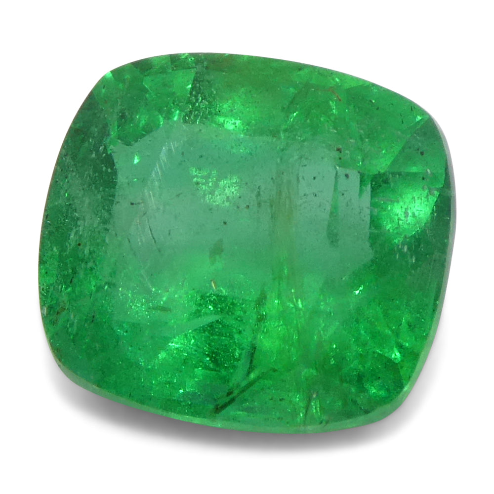1.46ct Cushion Green Emerald from Zambia, premium beryl gemstone by SkyJems, Canadian fine jewelry specialists since 1967