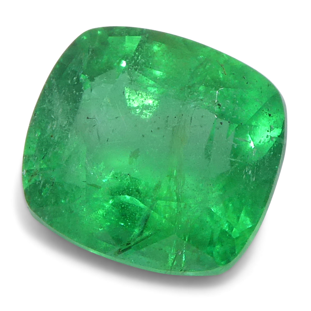 1.46ct Cushion Green Emerald from Zambia, premium beryl gemstone by SkyJems, Canadian gem specialists since 1967