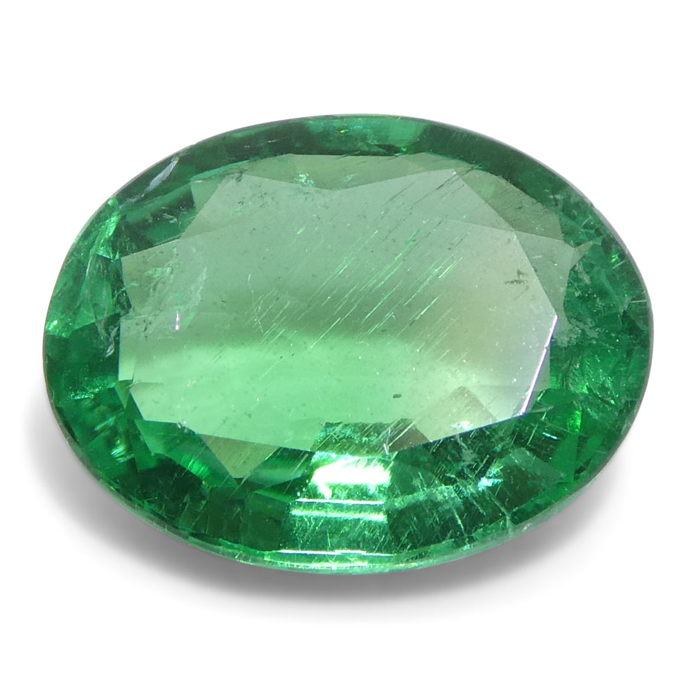 2.07ct Oval Green Zambian Emerald from SkyJems, premium medium-light brilliant beryl gemstone with vivid color