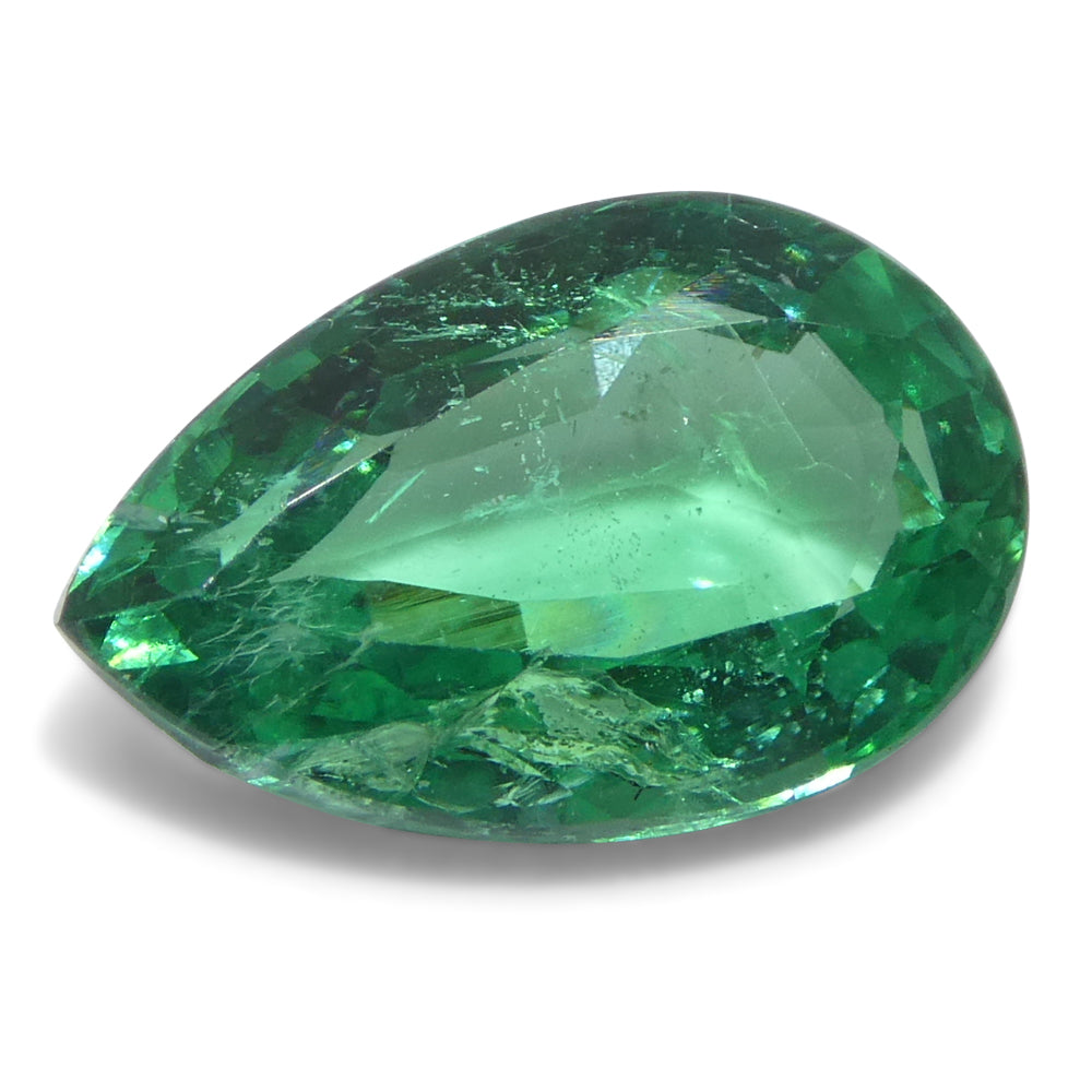 2.26ct Zambian Pear Green Emerald, brilliant-cut gemstone from SkyJems' premium colored stone collection