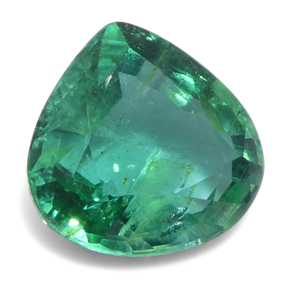 1.59ct Pear Green Emerald from Zambia, precision-cut brilliant gemstone by SkyJems Canadian gem specialists