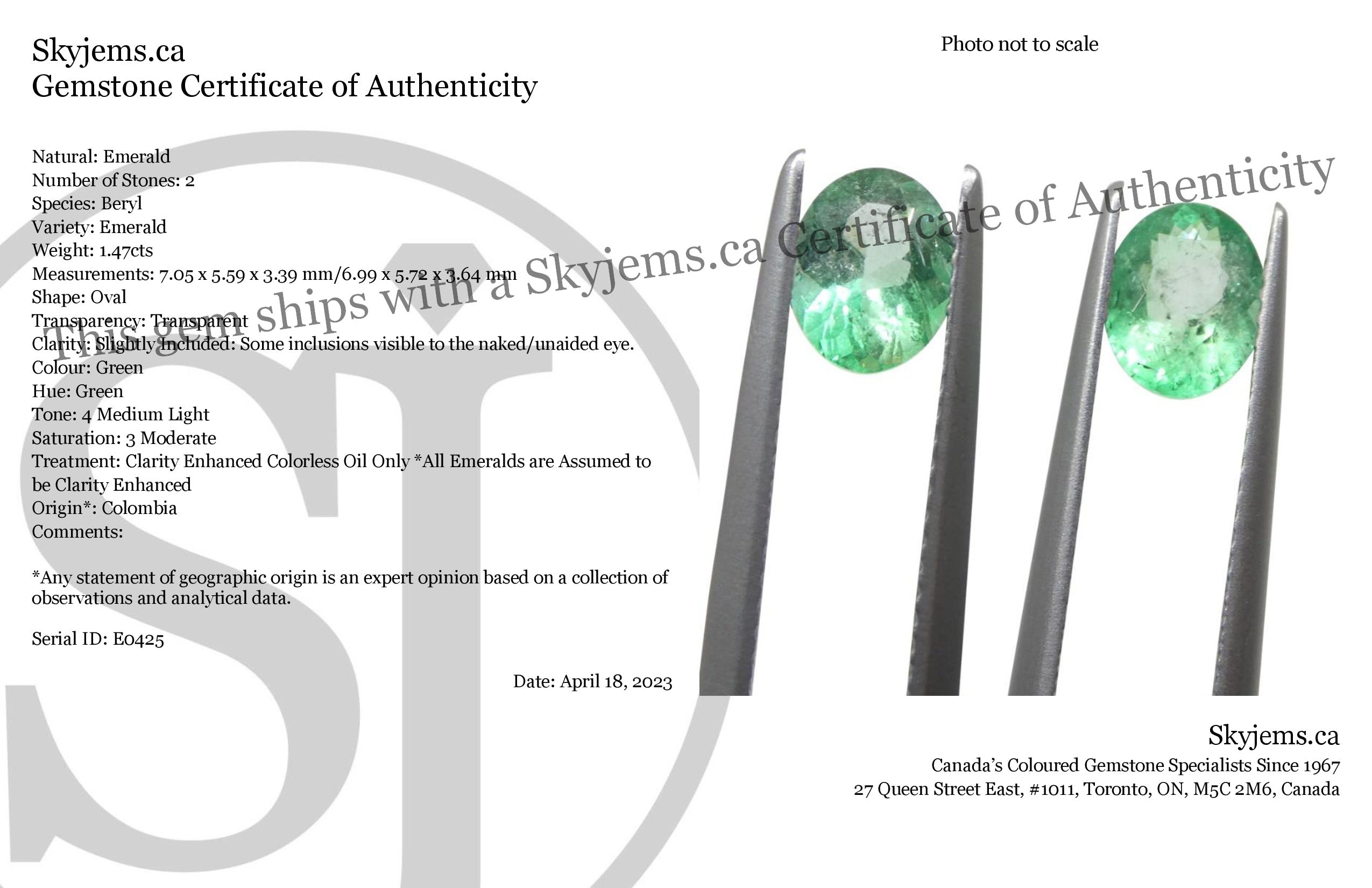 1.47ct Colombian Green Emerald Oval Pair, premium gemstone from SkyJems' expert gem collection