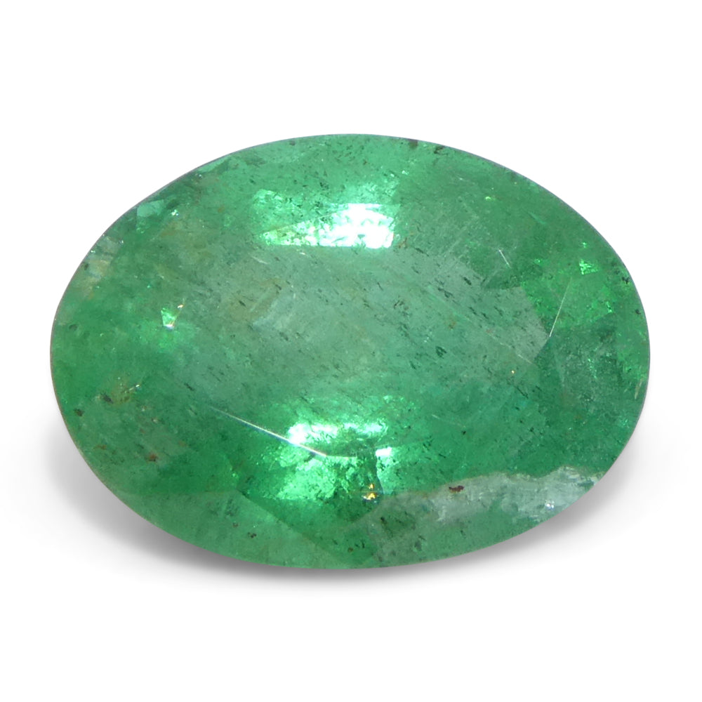 SkyJems 3.96ct Oval Green Emerald from Zambia, premium Step Cut gemstone in classic medium green hue