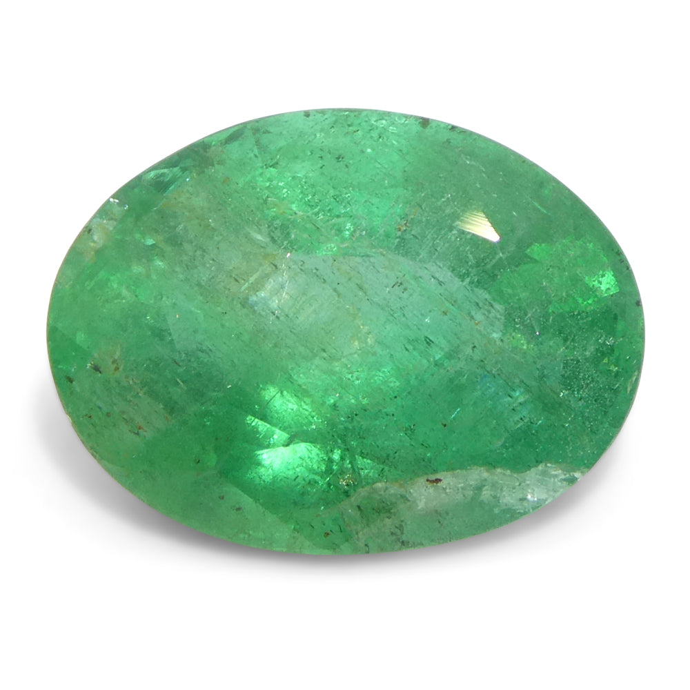 SkyJems 3.96ct Oval Green Zambian Emerald, premium Step Cut beryl gemstone with vibrant medium-strong color