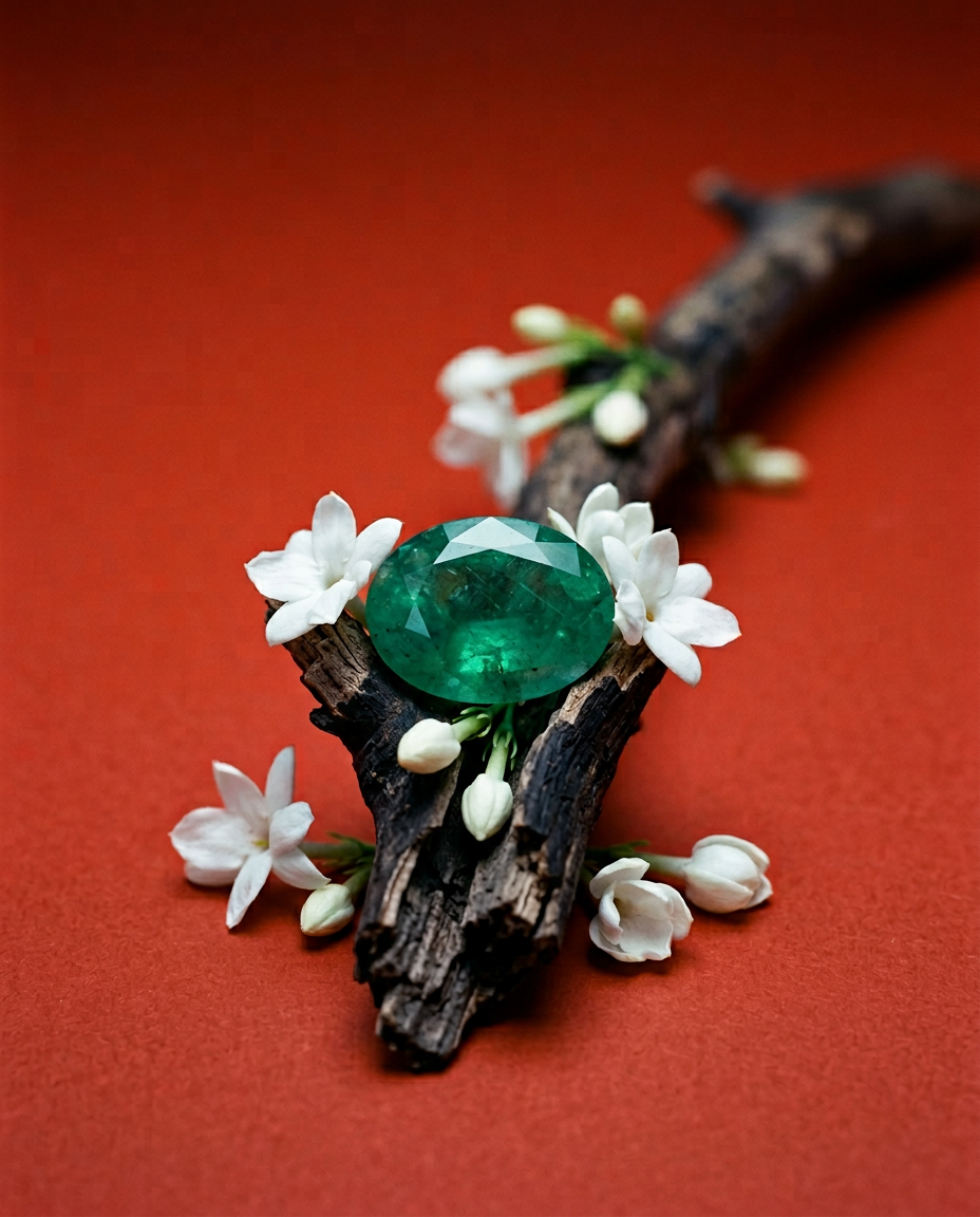3.96ct Oval Green Zambian Emerald from SkyJems, premium beryl gemstone with vibrant medium-strong color and classic step cut