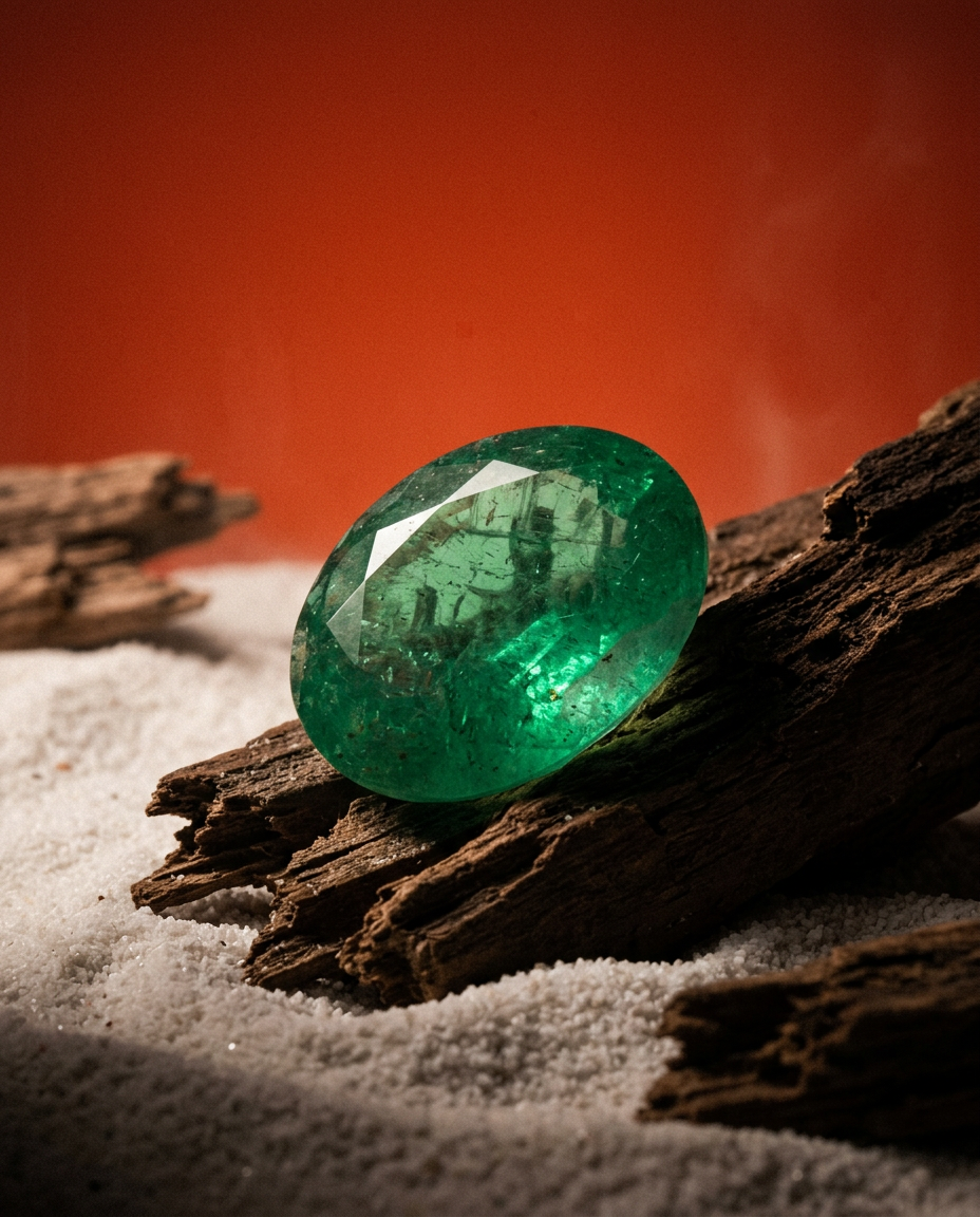 SkyJems 3.96ct Oval Green Zambian Emerald, premium Step Cut beryl gemstone from African mining region