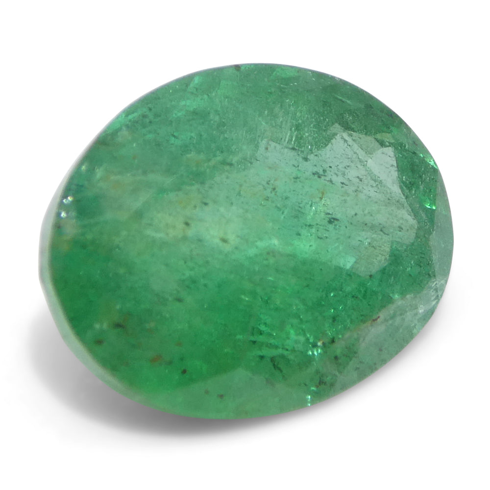 3.96ct Oval Green Zambian Emerald from SkyJems, premium beryl gemstone with vibrant medium-strong color and classic step cut