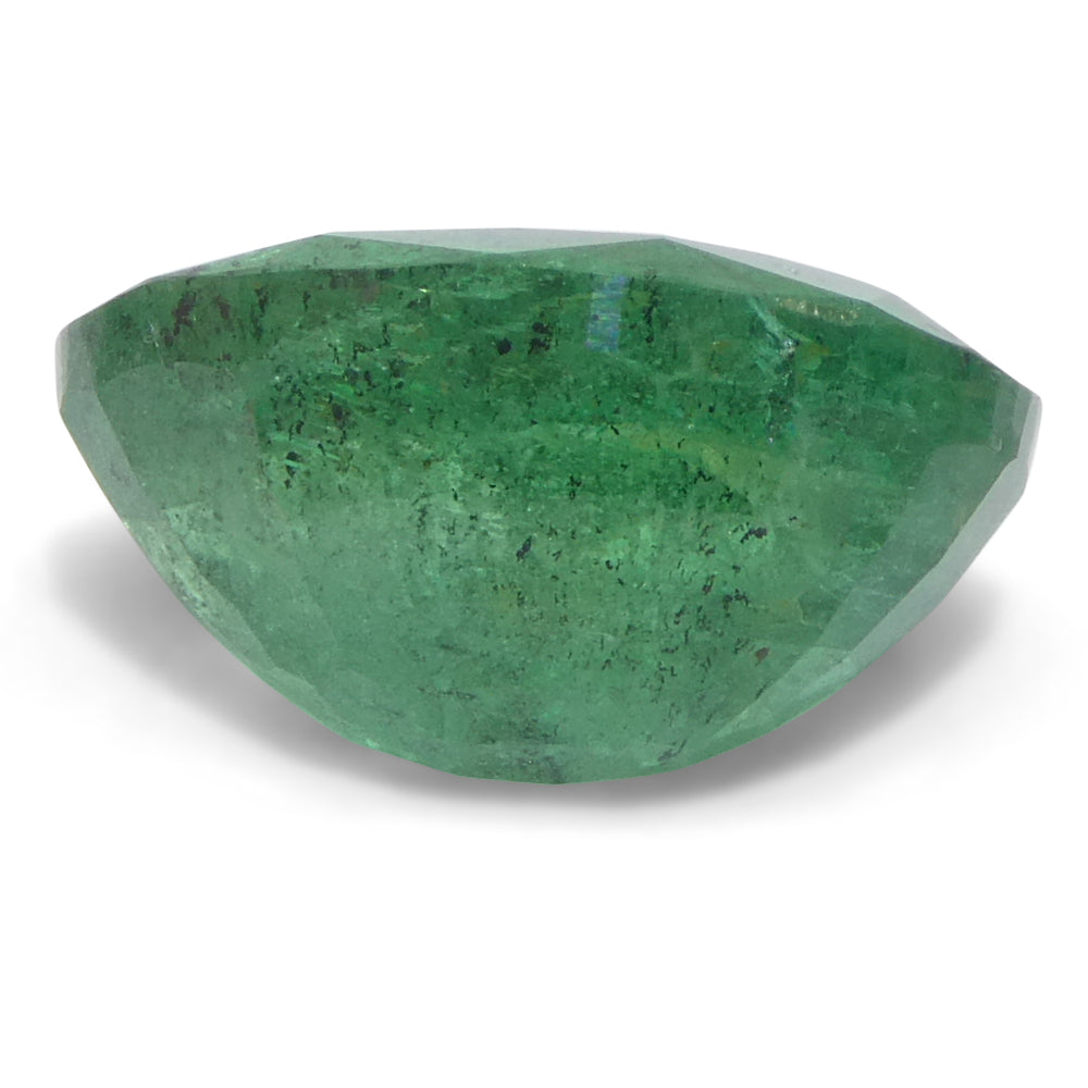 3.96ct Oval Green Zambian Emerald from SkyJems, premium beryl gemstone with vibrant medium-strong color and classic step cut