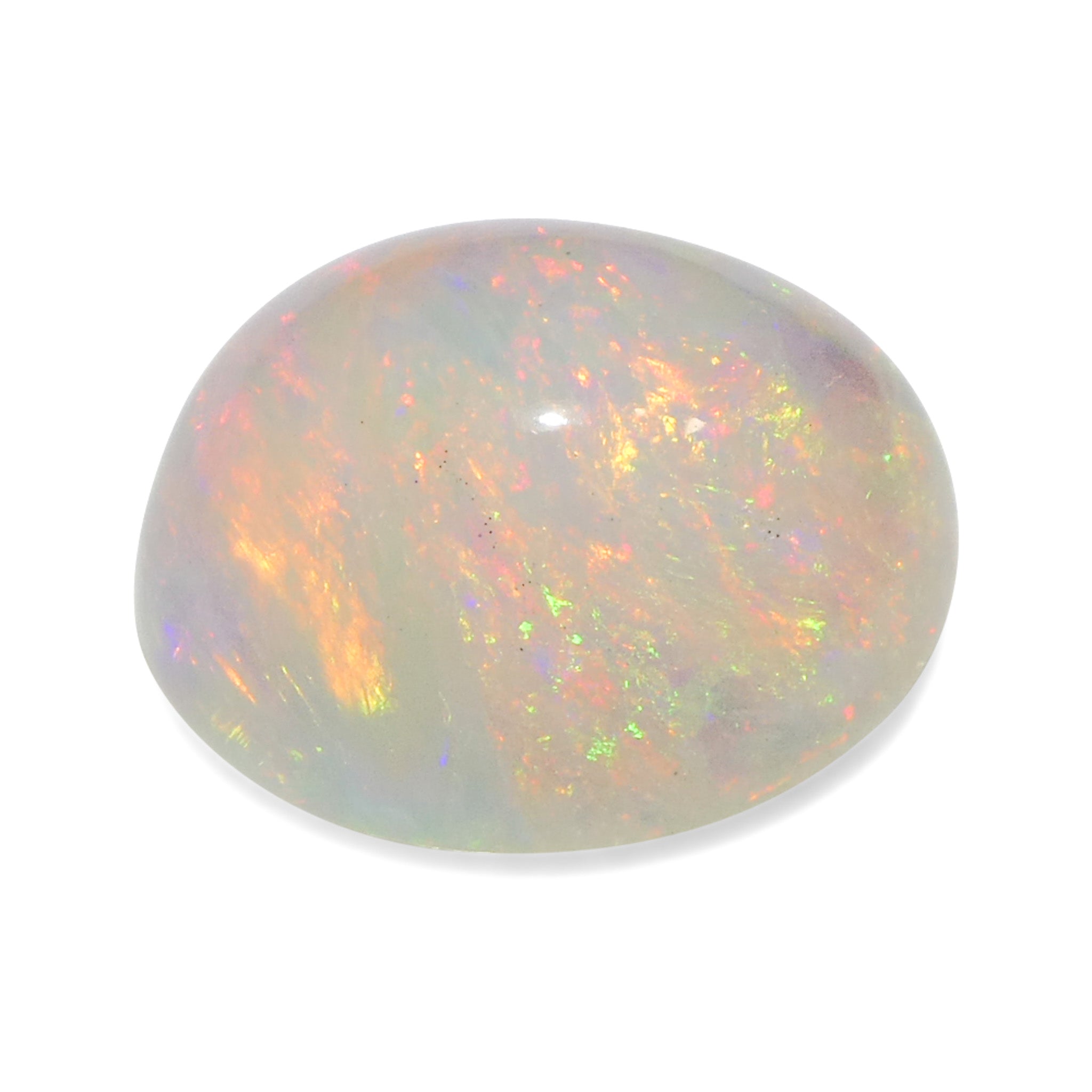 3.34ct White Welo Opal Cabochon from Ethiopia, rare gemstone with vibrant play of color by SkyJems Canadian gem experts