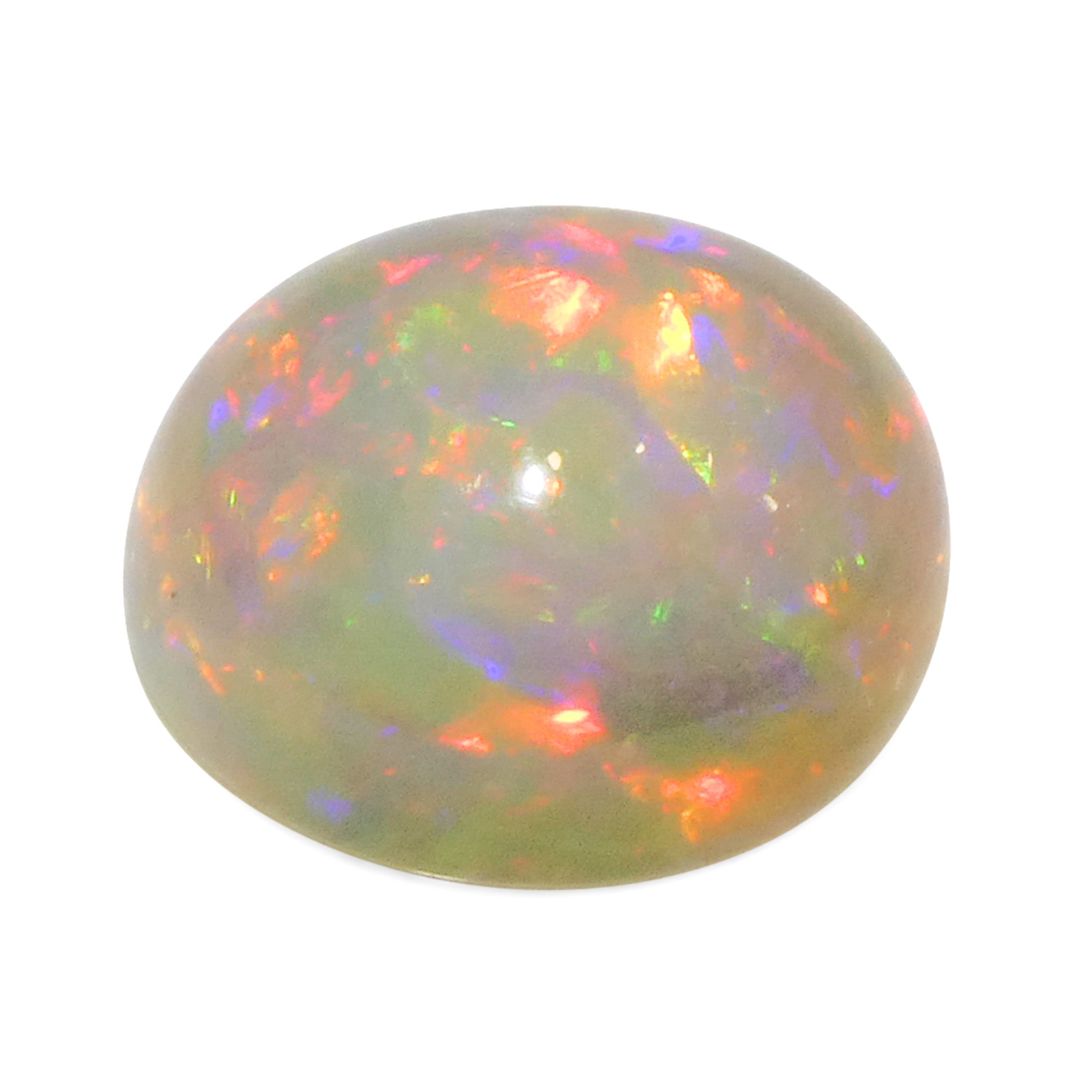 SkyJems 3.6ct White Welo Opal Cabochon from Ethiopia with Vibrant Play of Colour, Oval Cut Gemstone