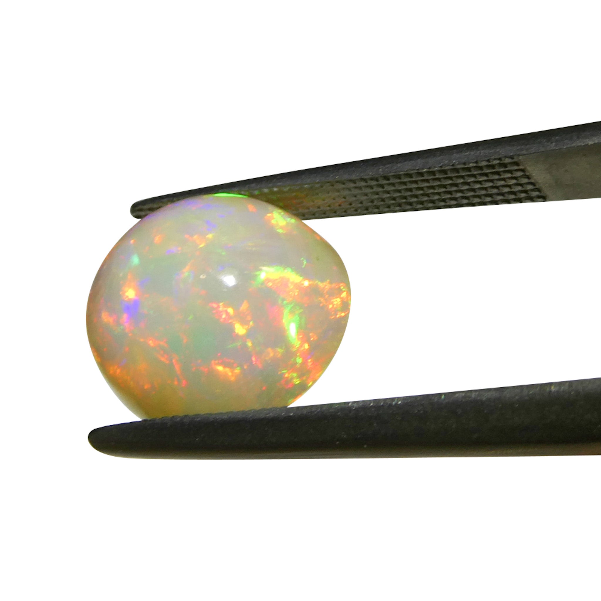 SkyJems 3.6ct White Welo Opal Cabochon from Ethiopia, oval-cut gemstone with vibrant play of color