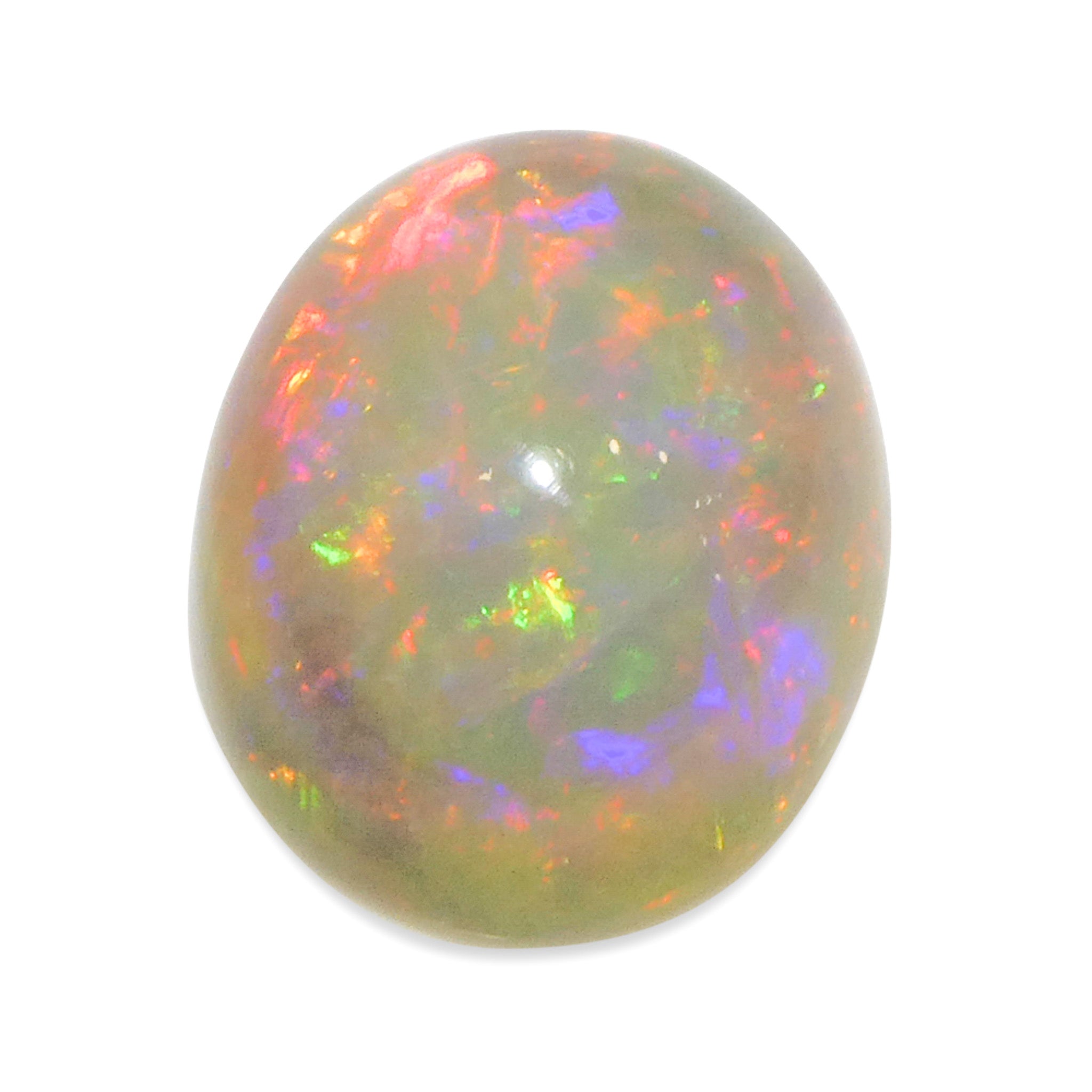SkyJems 3.6ct White Welo Opal Cabochon from Ethiopia with Vibrant Play of Colour, Oval Cut Gemstone