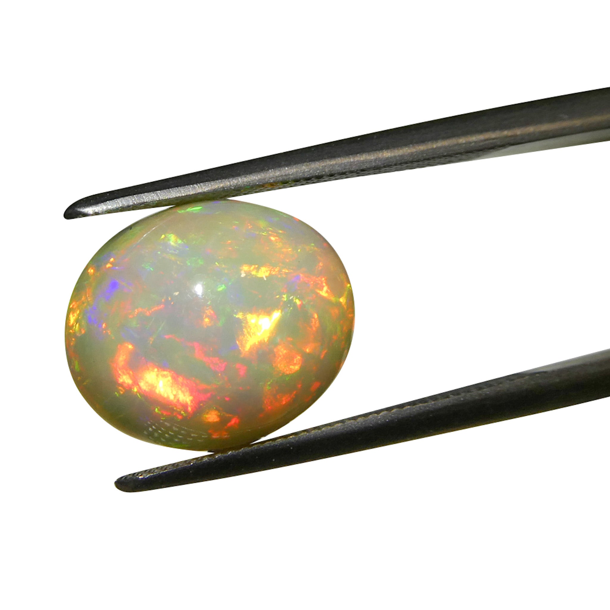 SkyJems 3.6ct White Welo Opal Cabochon from Ethiopia, oval-cut gemstone with vibrant play of color