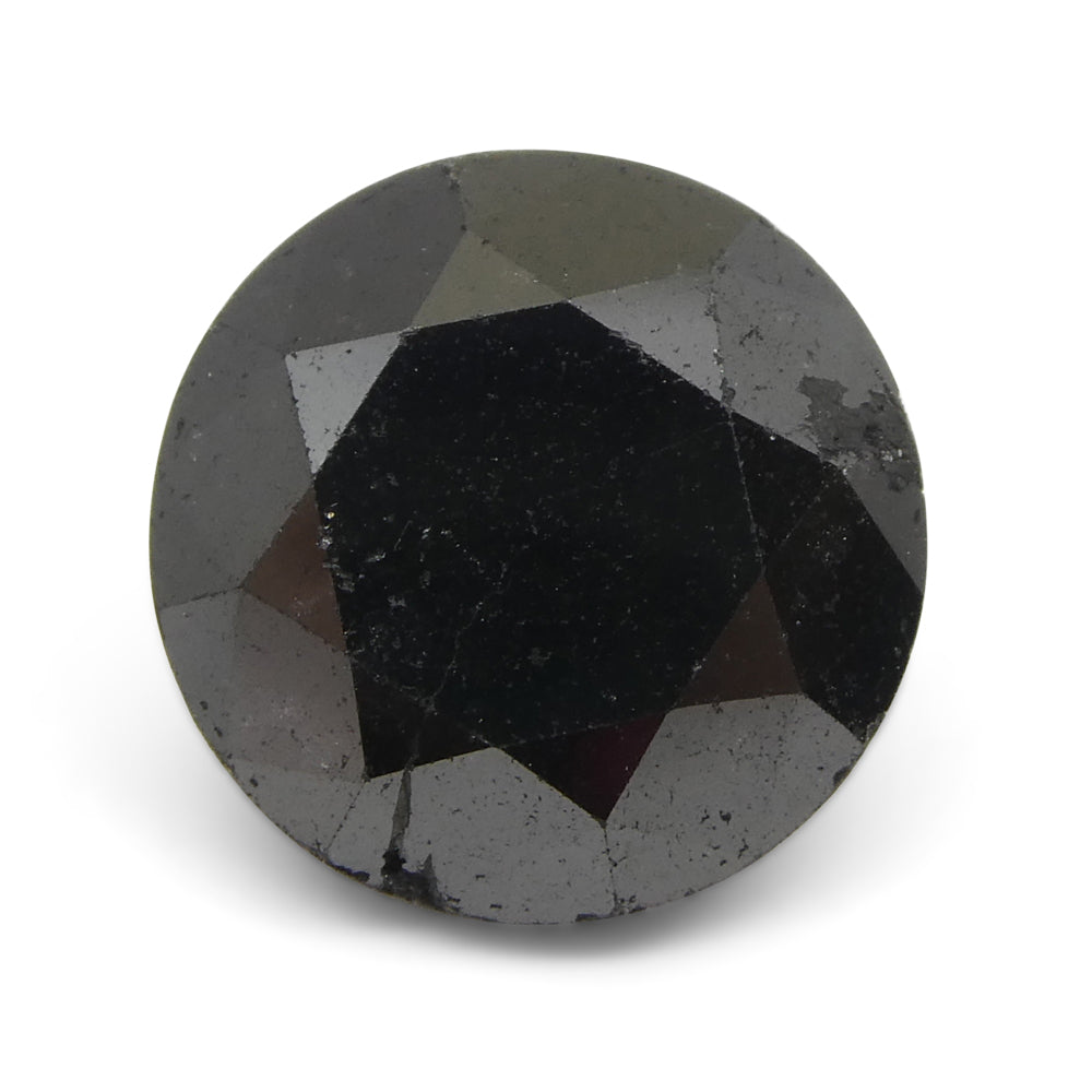 4.85ct Round Brilliant Black Diamond from SkyJems, premium Canadian fancy black single stone with exceptional cut and lustre
