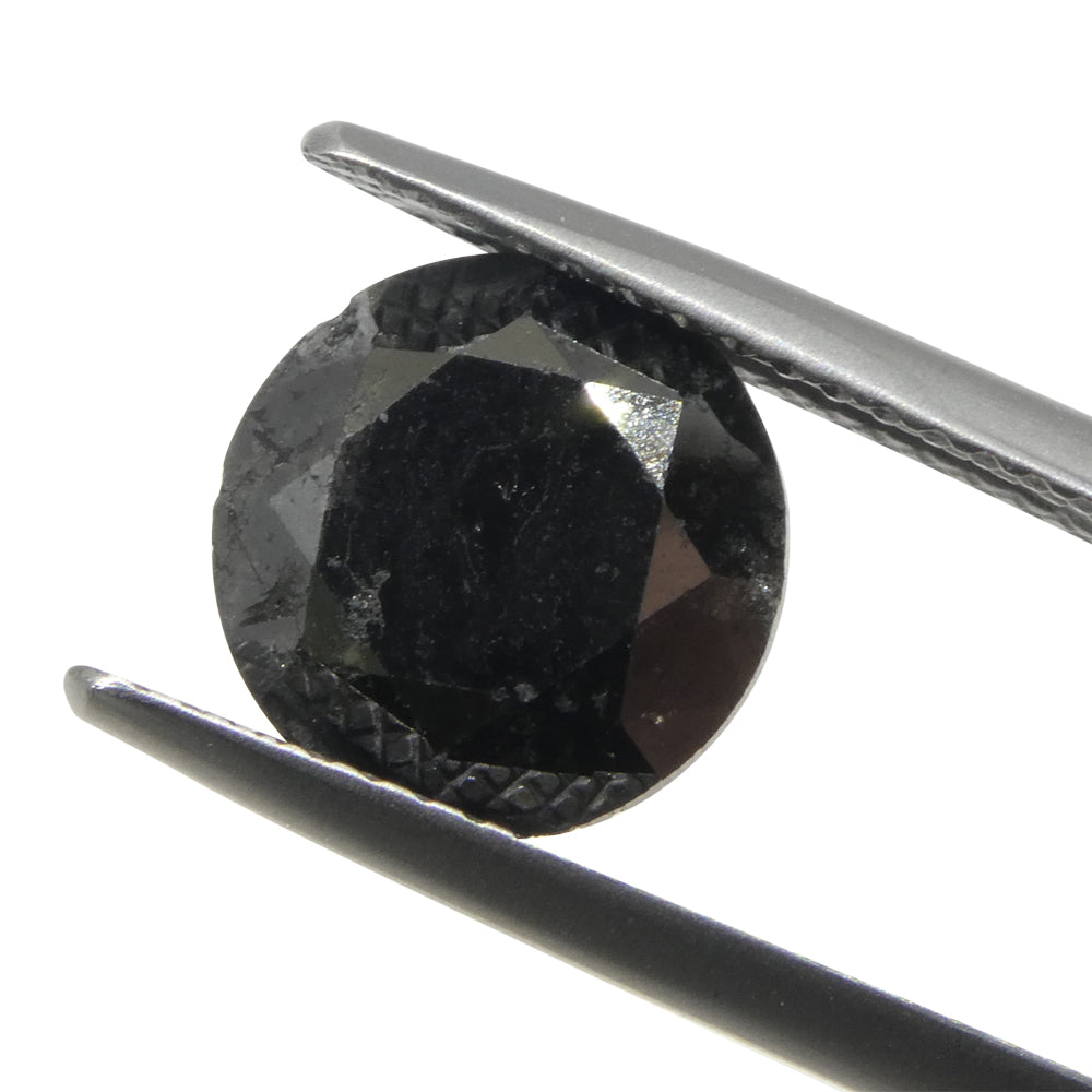 3.77ct Round Brilliant Black Diamond from SkyJems, premium Canadian fancy black diamond in classic round cut