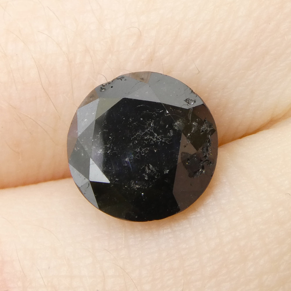 3.85ct Black Round Brilliant Diamond from SkyJems, premium Canadian fancy black single stone for fine jewelry