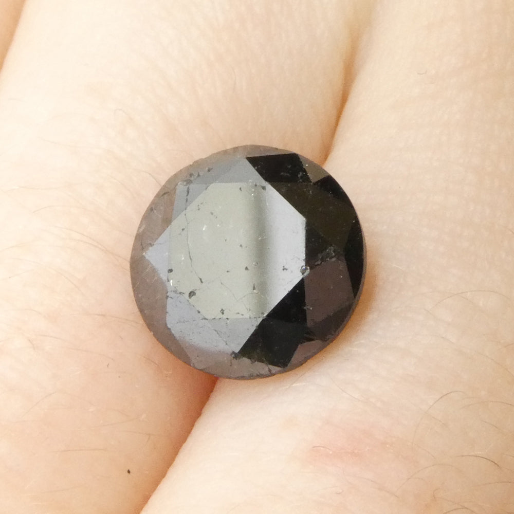 4.2ct Round Brilliant Black Diamond from SkyJems, premium Canadian fancy black diamond in classic round cut