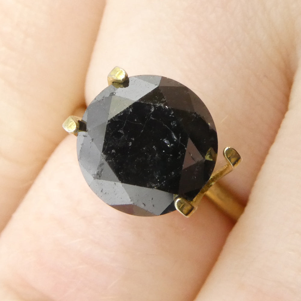 4.2ct Round Brilliant Black Diamond from SkyJems, premium Canadian fancy black diamond in classic round cut