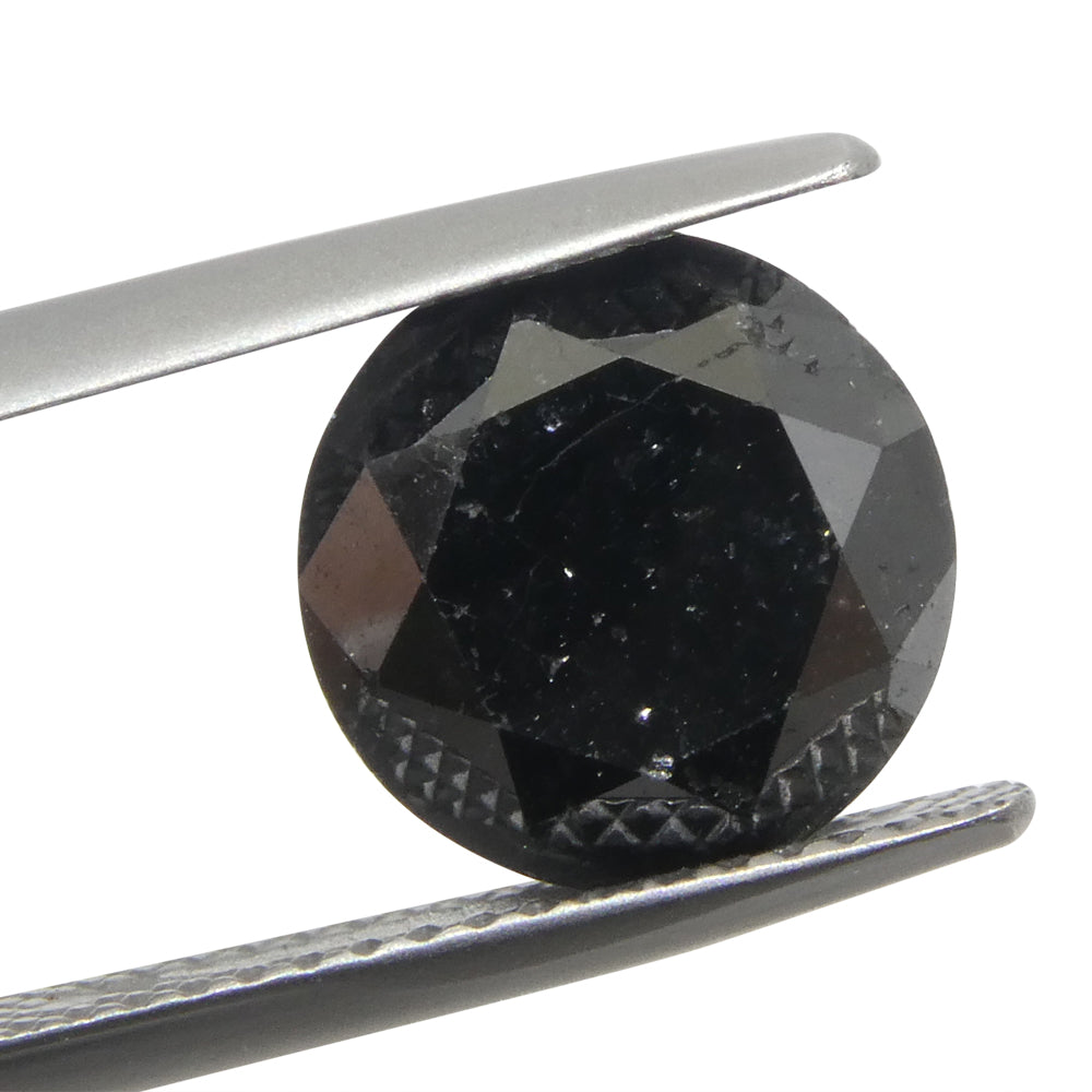 4.2ct Round Brilliant Black Diamond from SkyJems, premium Canadian fancy black diamond in classic round cut