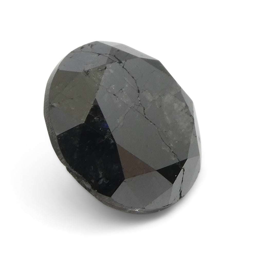 6.43 carat round brilliant black diamond from SkyJems, premium Canadian fancy colored gemstone with exceptional cut and deep