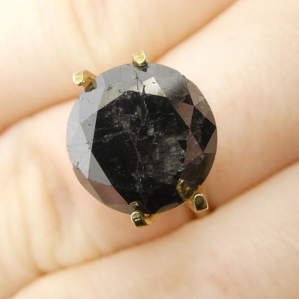 SkyJems 6.43ct Round Brilliant Black Diamond - Canadian luxury gemstone, rare fancy black diamond single stone