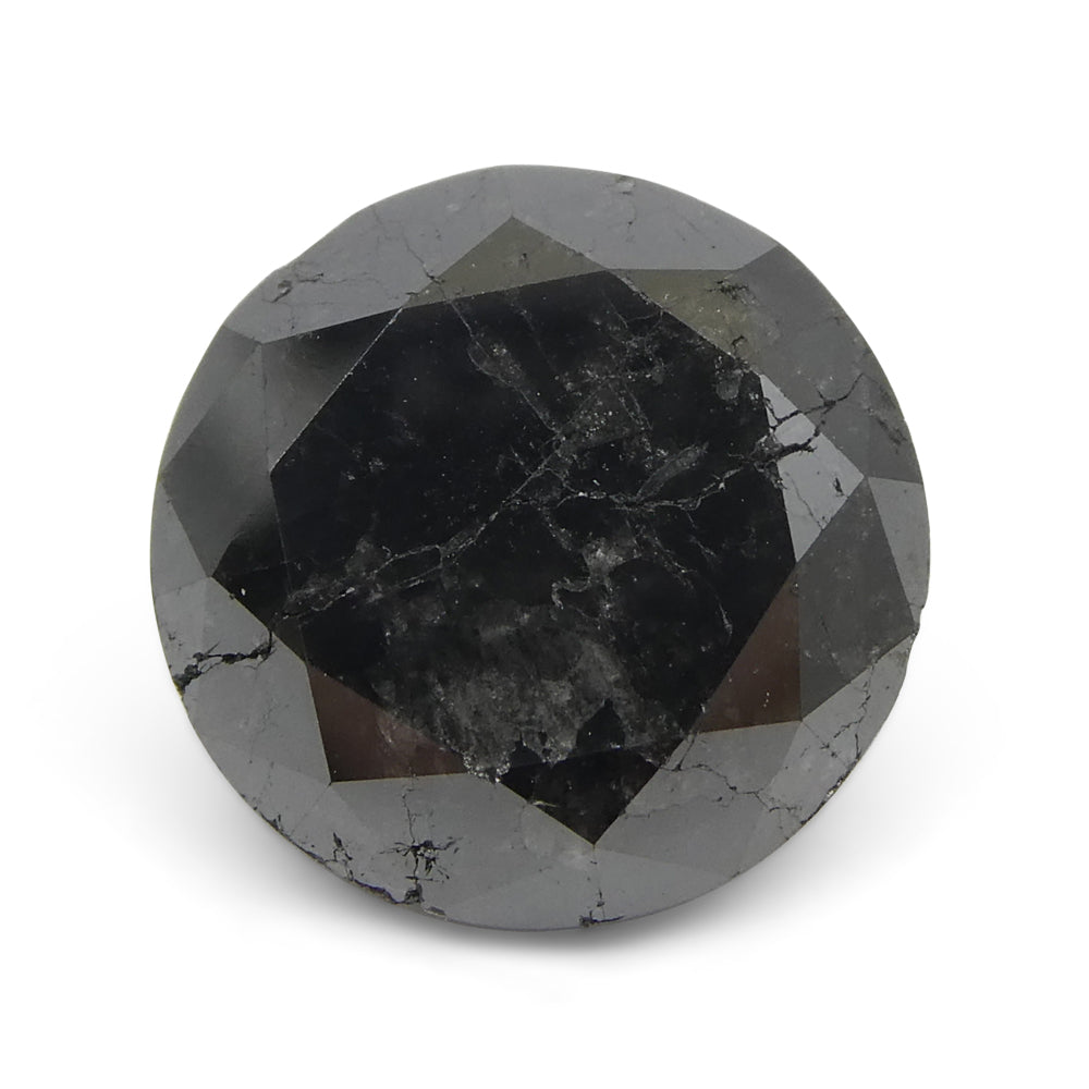 SkyJems 6.43ct Round Brilliant Black Diamond, premium Canadian fancy black diamond, elegant single stone for collectors