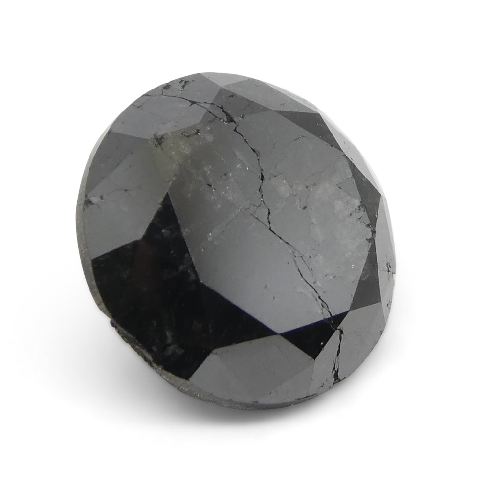 SkyJems 6.43ct Round Brilliant Black Diamond - Canadian luxury gemstone, rare fancy black diamond single stone