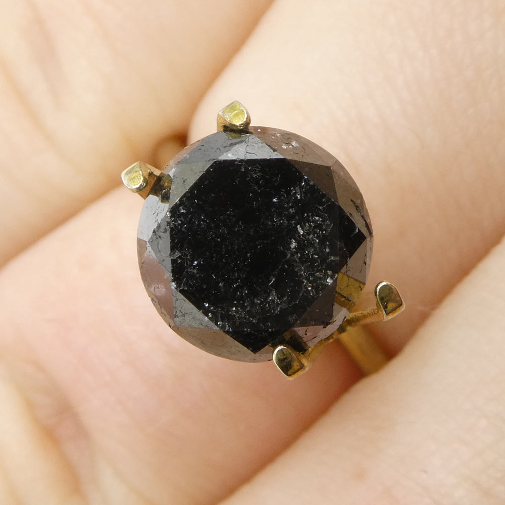 SkyJems 5.15ct Round Brilliant Black Diamond - premium Canadian fancy black diamond, elegant single stone centerpiece